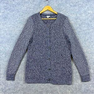 L.L. Bean Cardigan‎ Sweater Women’s Size XL Gray Button Front 100% Cotton Preppy